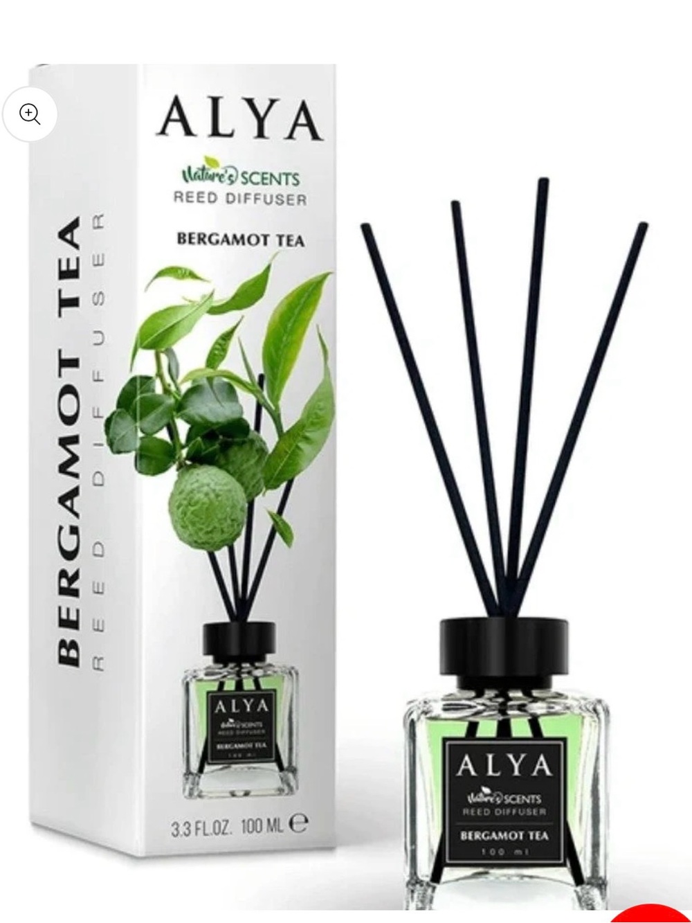 ALYA Bergamot Tea Reed Diffuser — Green with Black Reeds